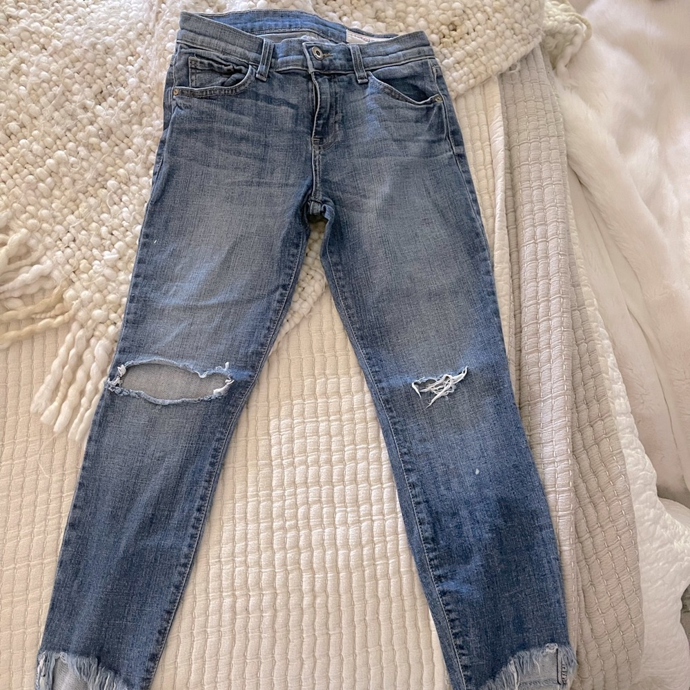 pistola size 25 destroyed denim cropped